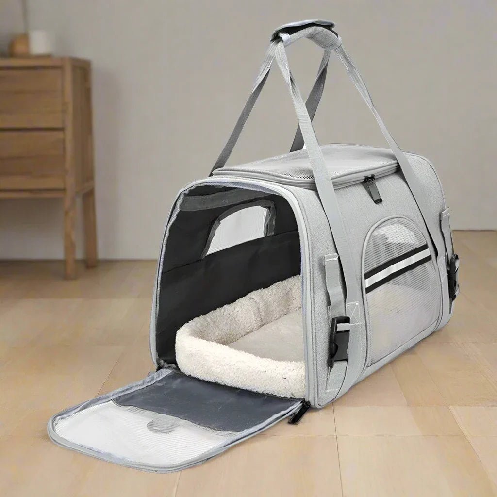 Sac de Transport pour Chien - DogCarrierBag™ - Gris - Chien Futé